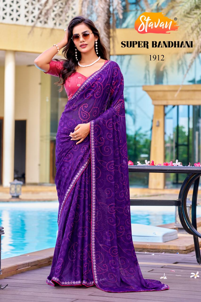 Stavan Supper Bandhni catalog wholesale saree shops in madurai