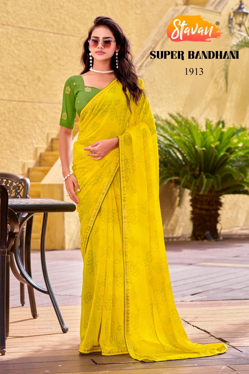 Stavan Supper Bandhni catalog wholesale saree shops in madurai