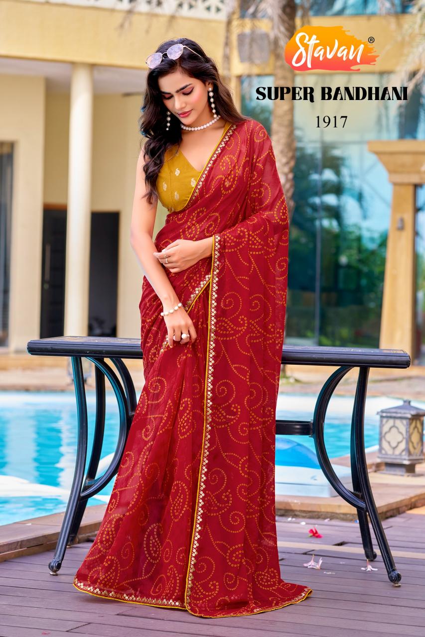 Stavan Supper Bandhni catalog wholesale saree shops in madurai