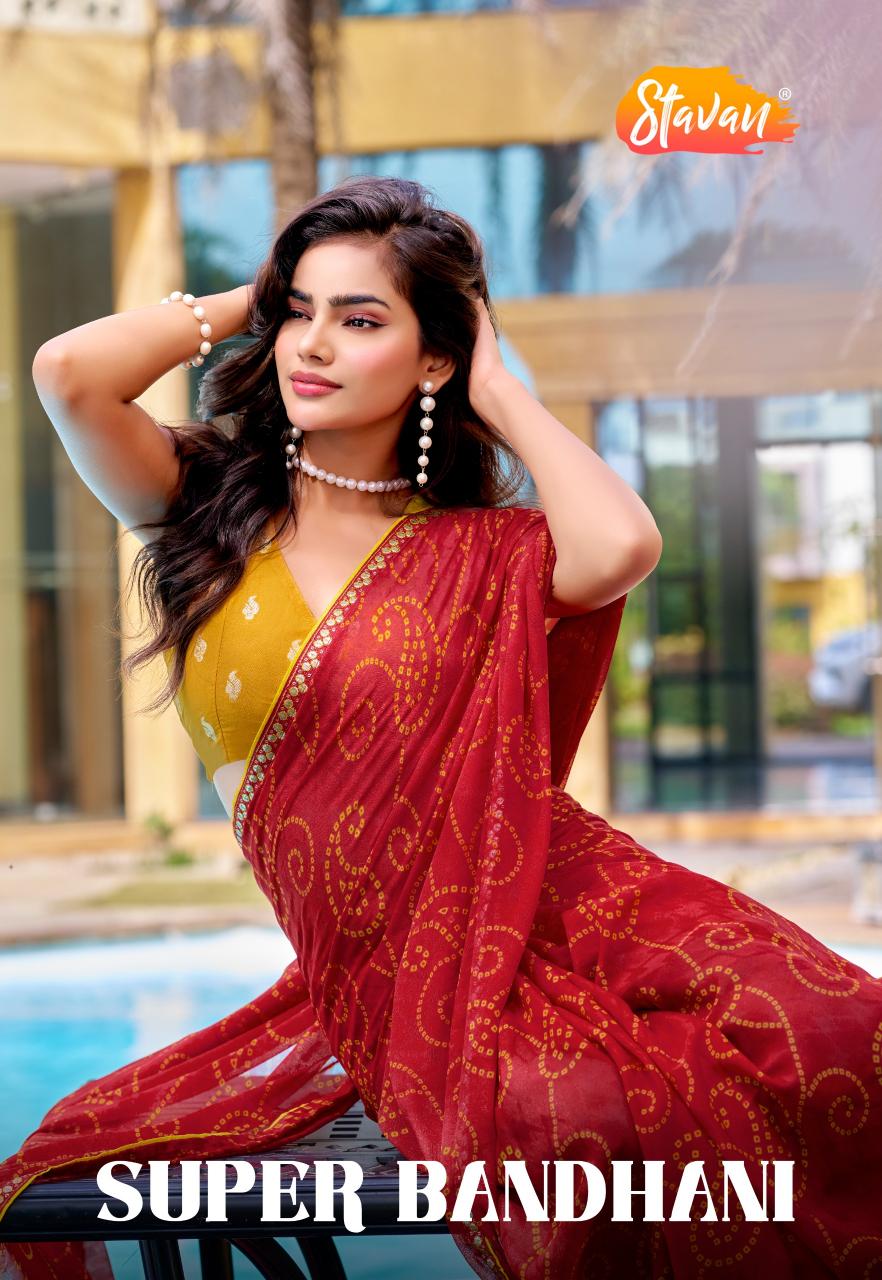 Stavan Supper Bandhni catalog wholesale saree shops in madurai