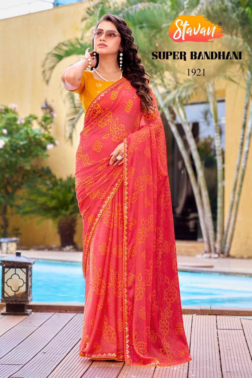 Stavan Supper Bandhni catalog wholesale saree shops in madurai