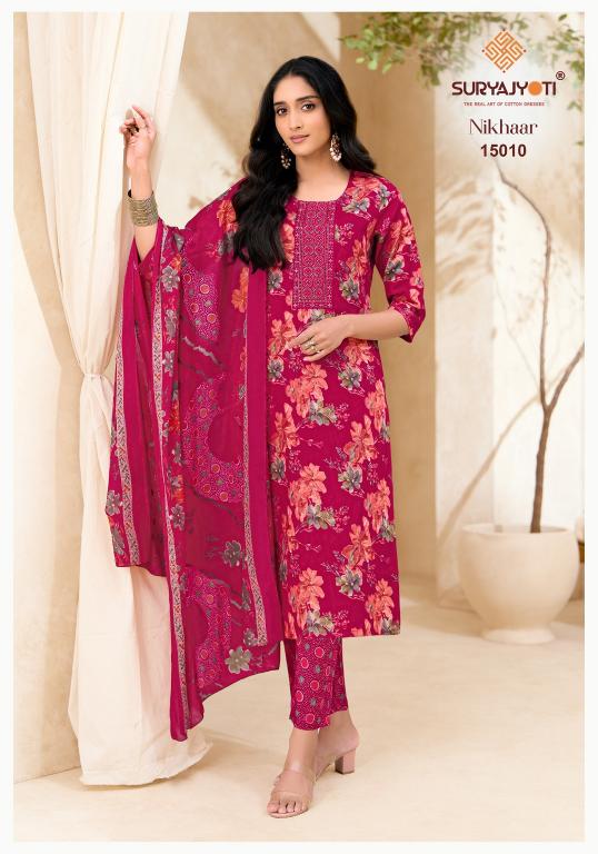 Suryajyoti Nikhaar Vol-15 – Kurti Pant With Dupatta Wholesale Catalog