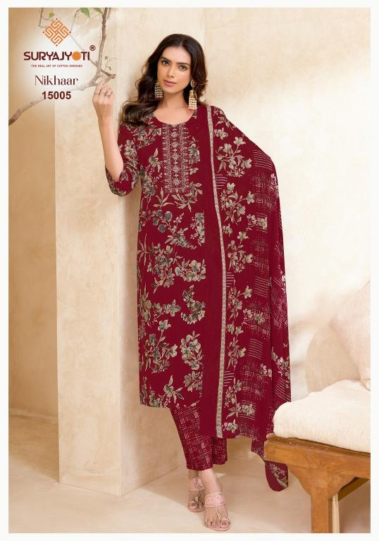 Suryajyoti Nikhaar Vol-15 – Kurti Pant With Dupatta Wholesale Catalog
