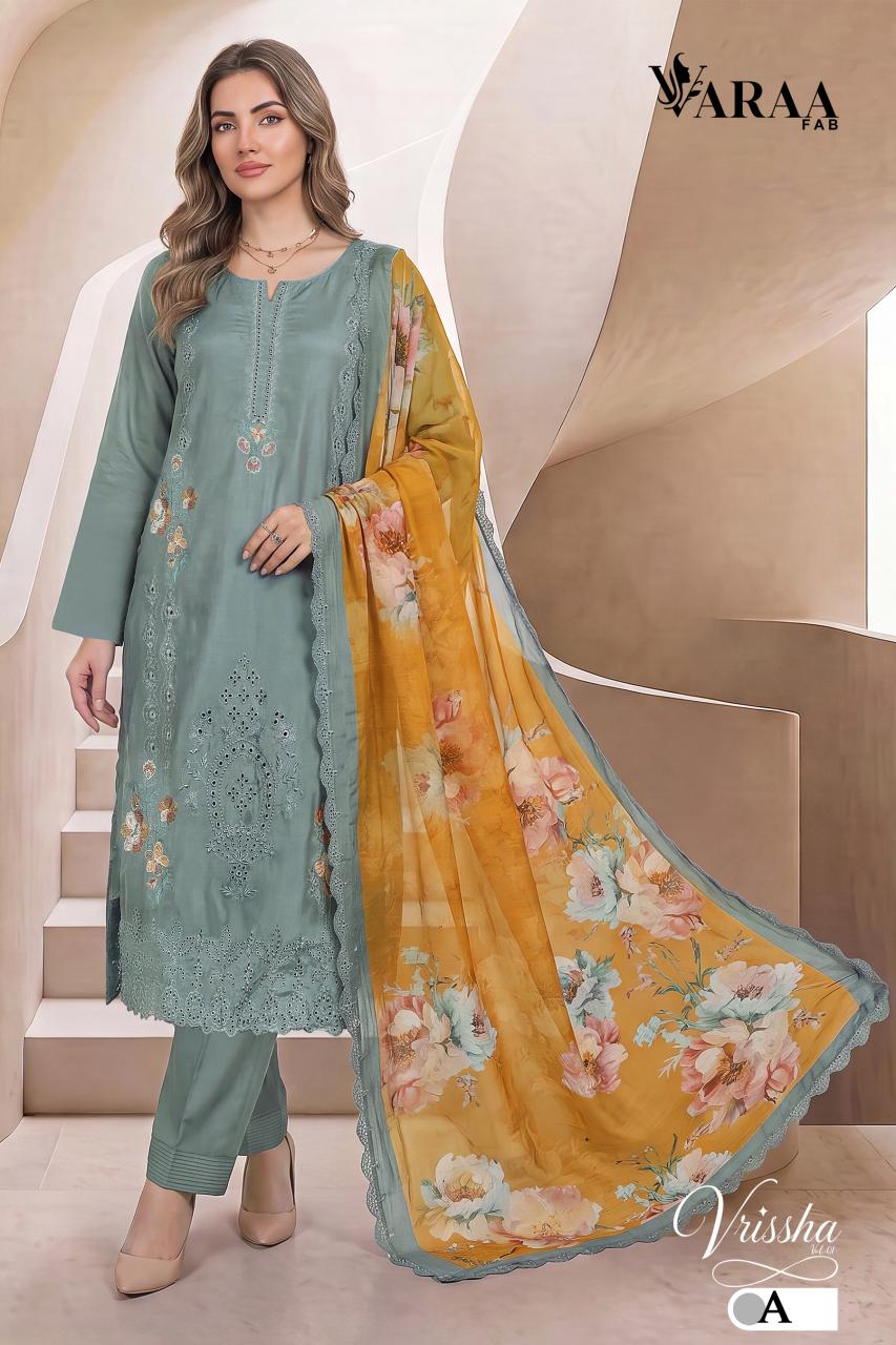 Varaa fab Vrissha vol 1 catalog unstitched salwar kameez wholesale pakistan