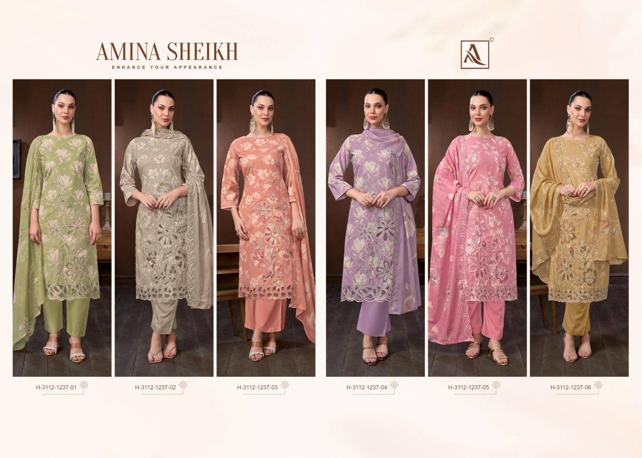 ALok Amina Sheikh catalog surat dress materials prices