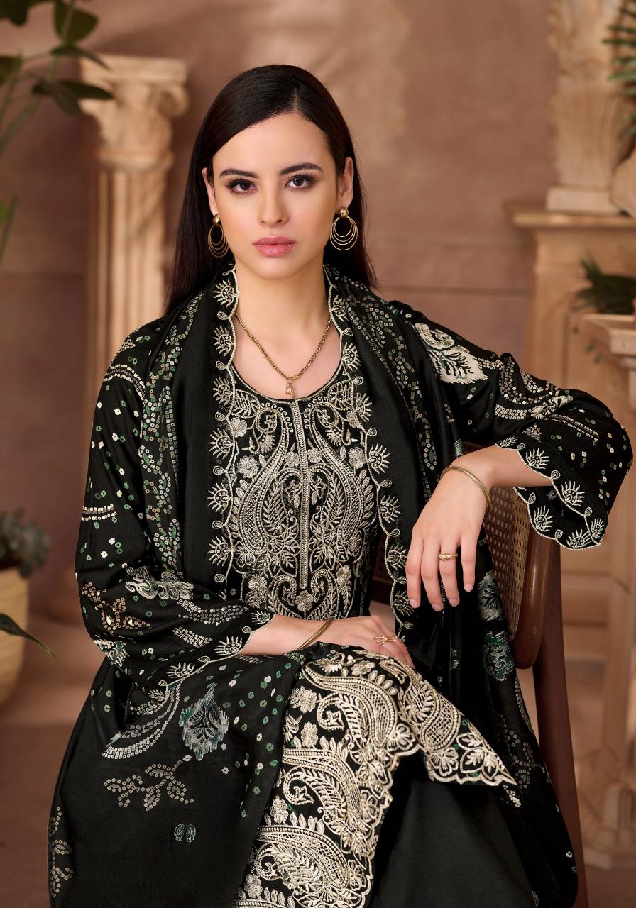 Alok Black Bloom catalog wholesale dress materials from surat mills
