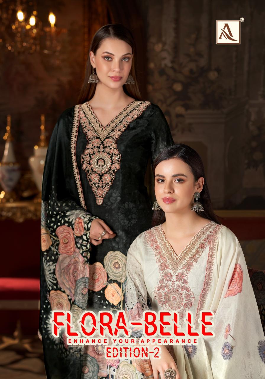 Alok Flora Belle vol 2 catalog wholesale ladies dress material in surat