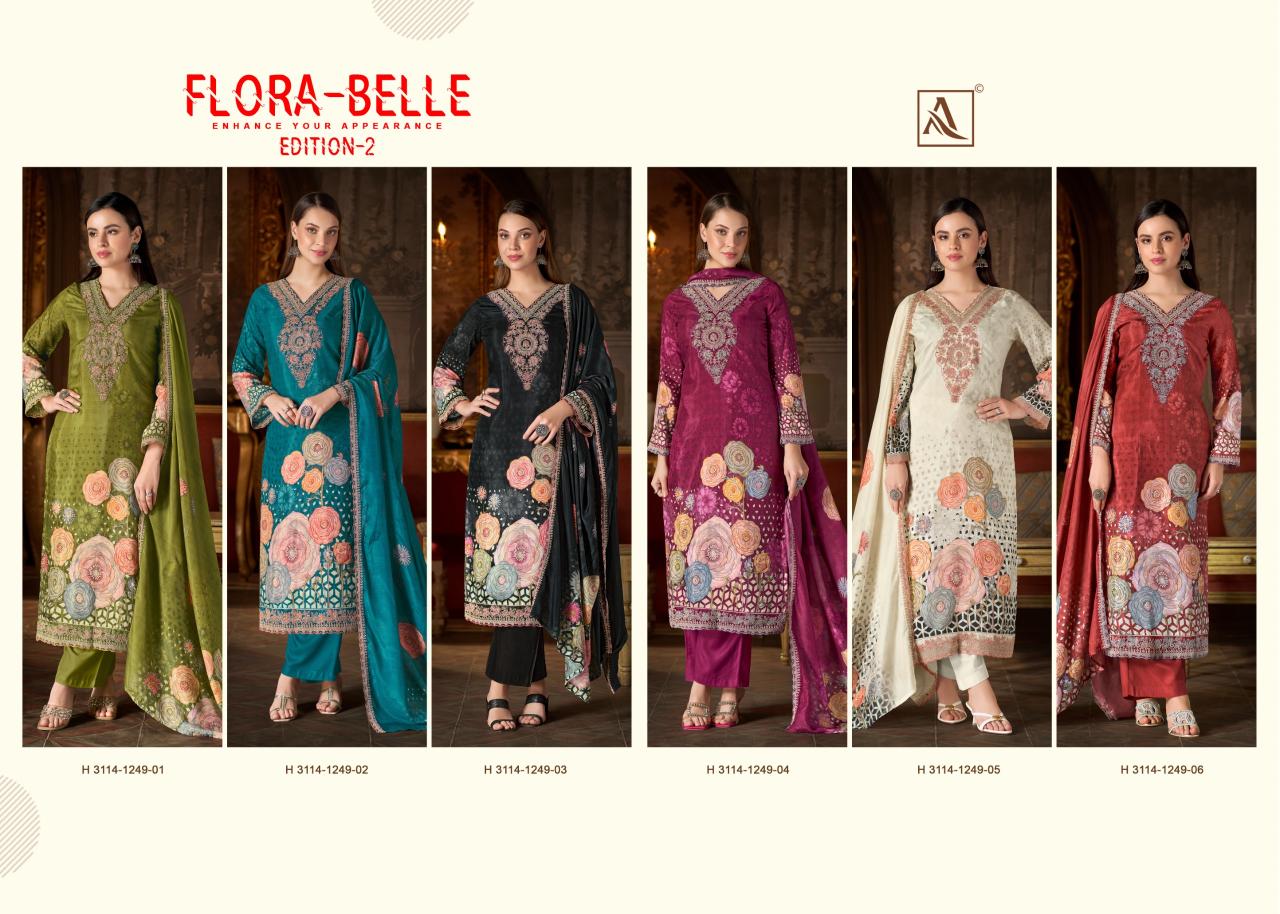 Alok Flora Belle vol 2 catalog wholesale ladies dress material in surat