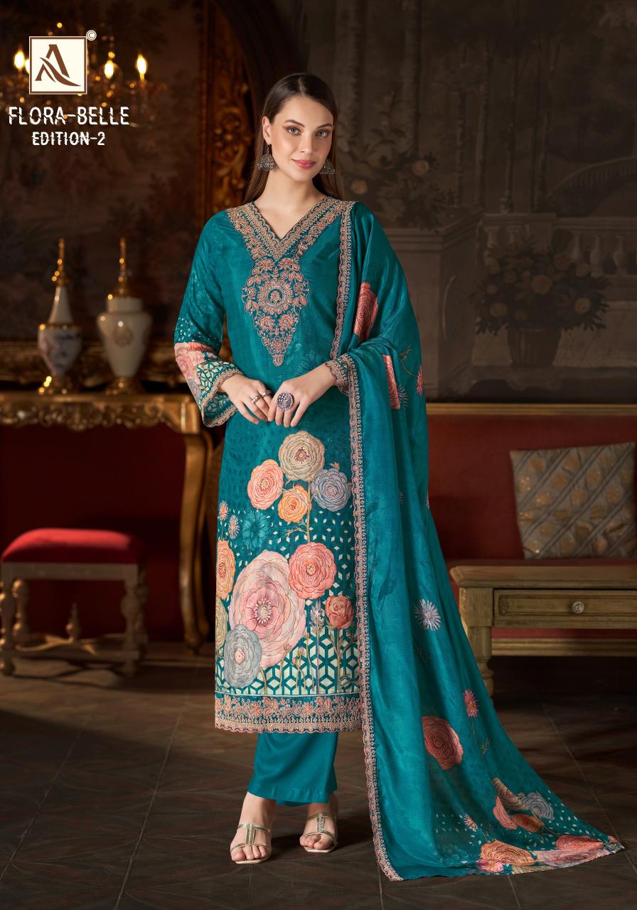 Alok Flora Belle vol 2 catalog wholesale ladies dress material in surat