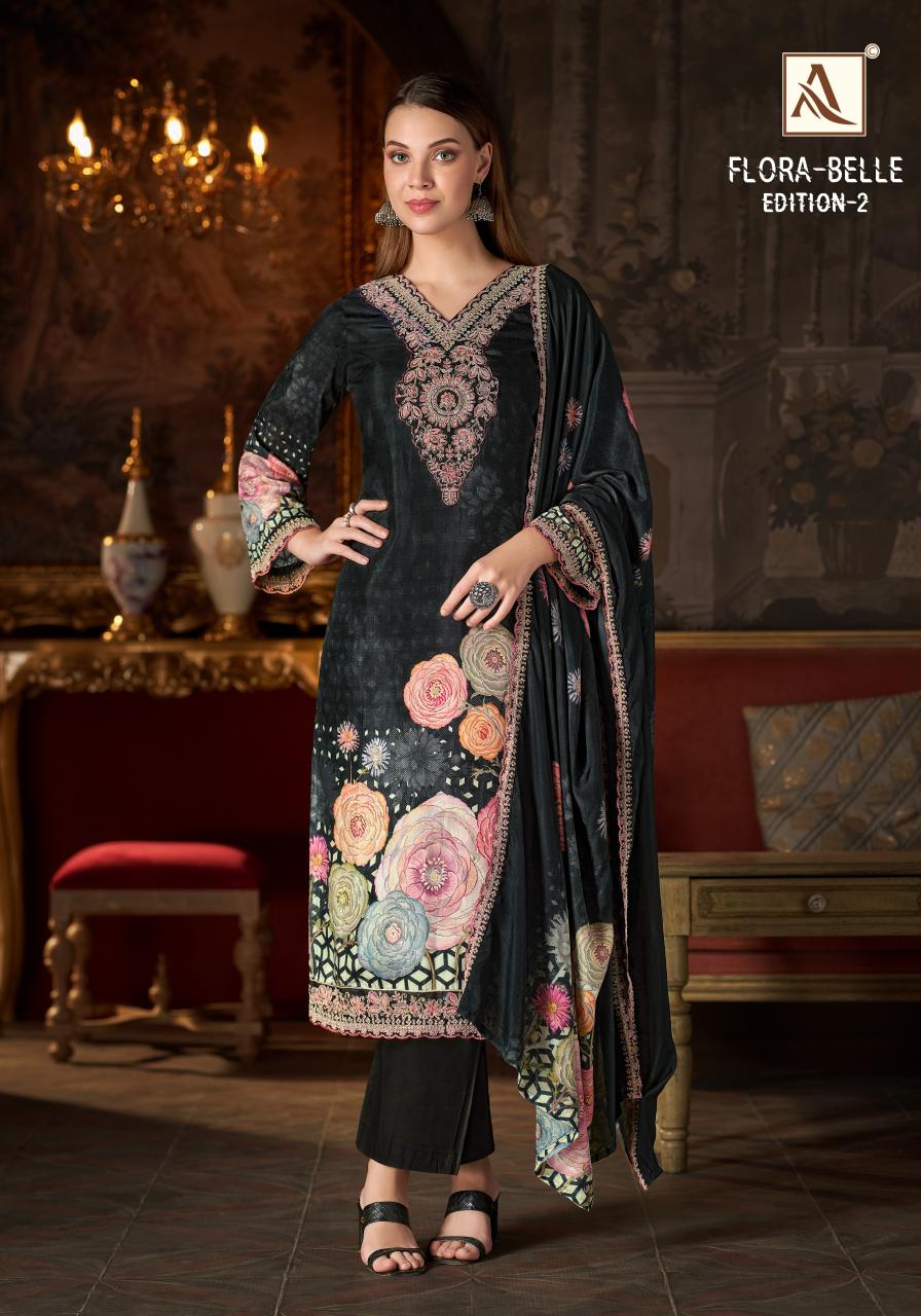 Alok Flora Belle vol 2 catalog wholesale ladies dress material in surat