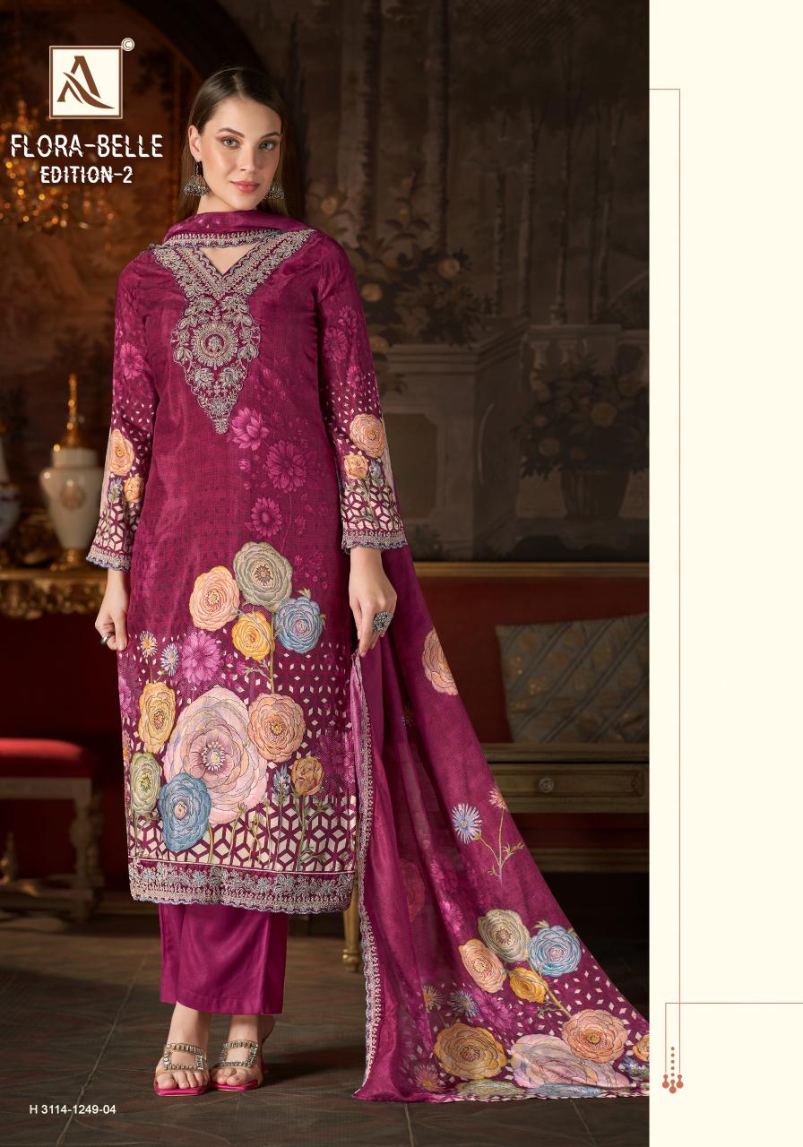Alok Flora Belle vol 2 catalog wholesale ladies dress material in surat