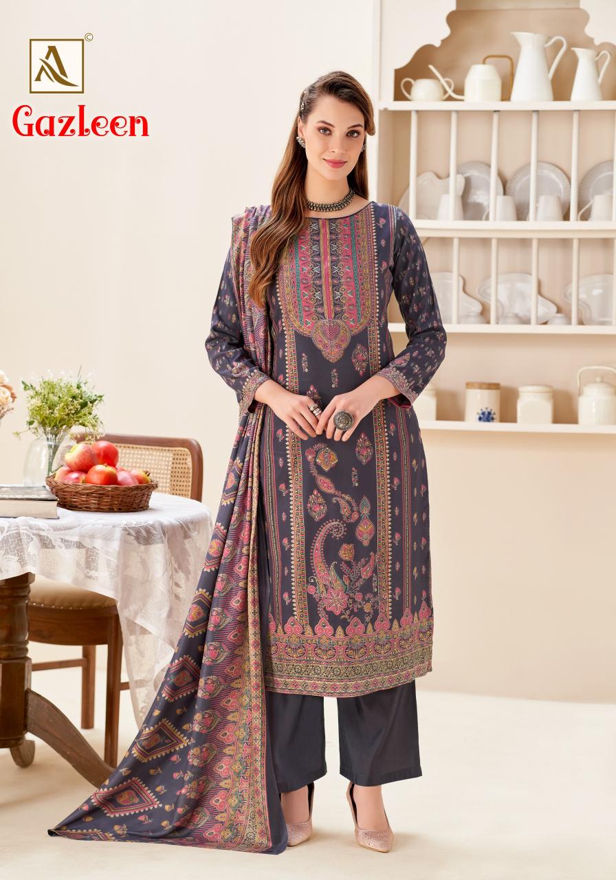Alok Gazleen catalog fashion hub surat dress material wholesale shop surat gujarat