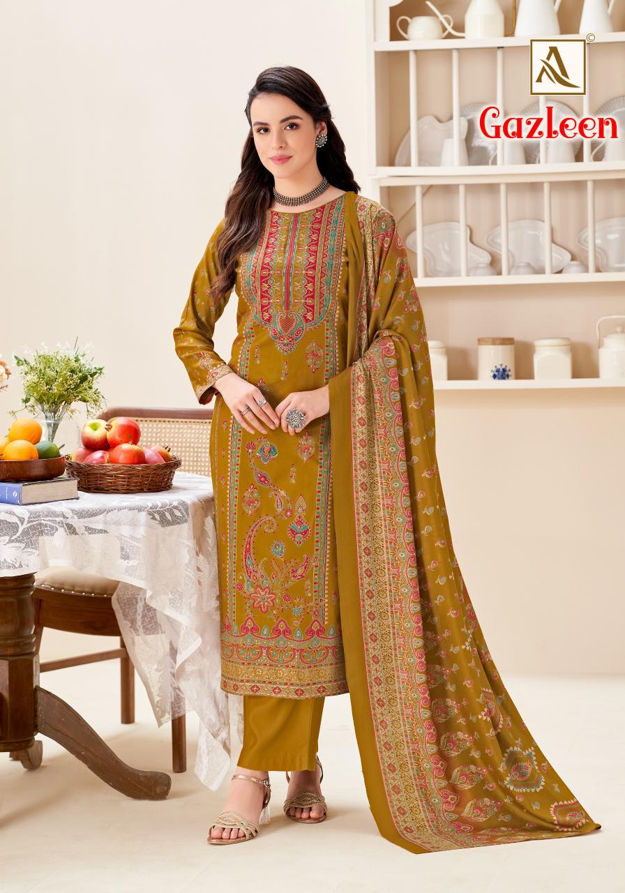 Alok Gazleen catalog fashion hub surat dress material wholesale shop surat gujarat