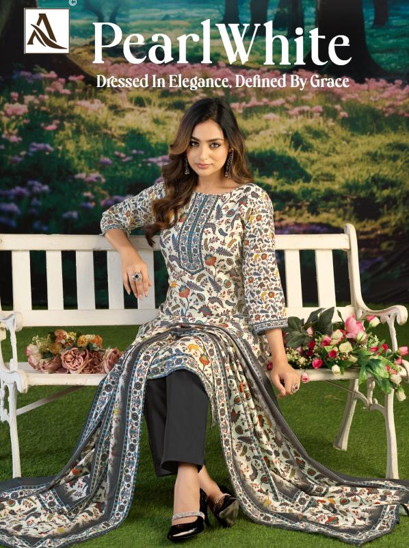 Alok Pearl White catalog wholesale market in mumbai for dress materials