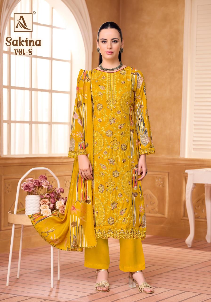Alok Suits Sakina Vol 8 catalog wholesale synthetic dress materials with price