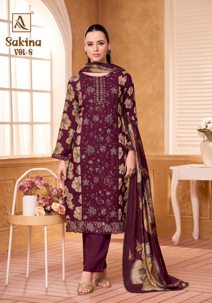 Alok Suits Sakina Vol 8 catalog wholesale synthetic dress materials with price