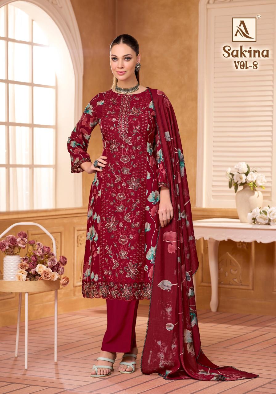 Alok Suits Sakina Vol 8 catalog wholesale synthetic dress materials with price