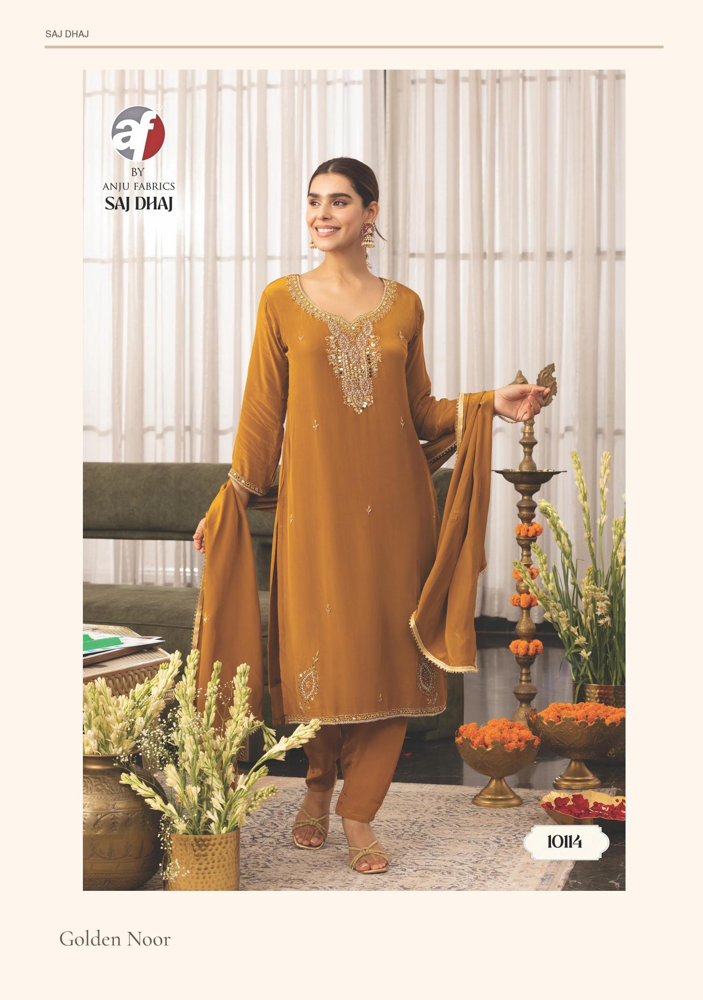 Anju Fabrics Saj Dhaj catalog kurti wholesale bazar