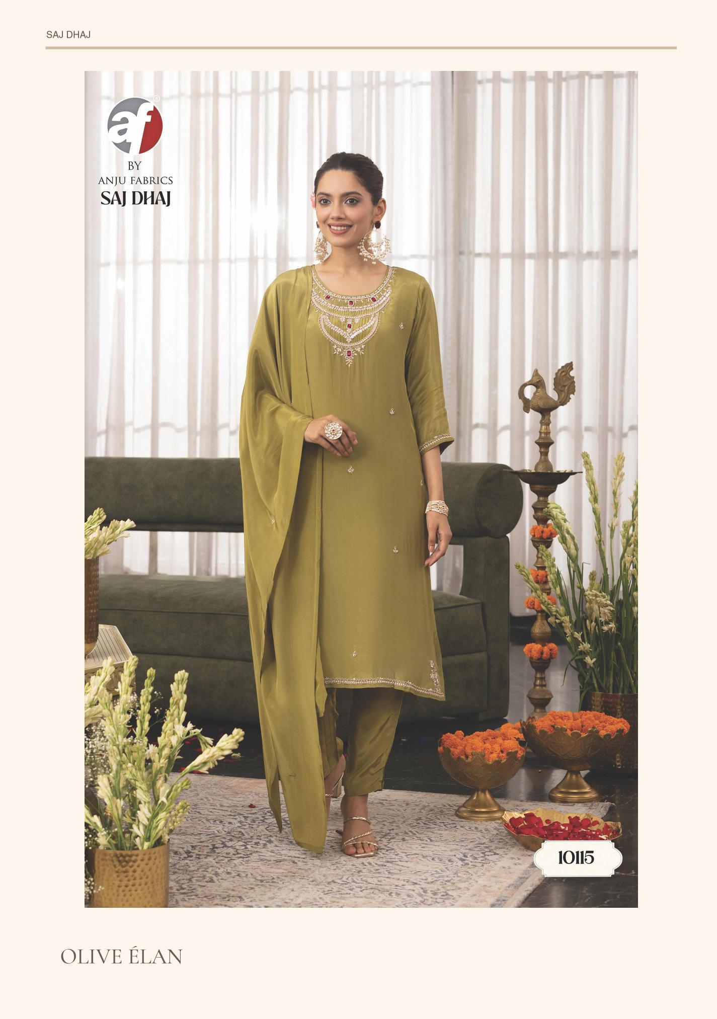 Anju Fabrics Saj Dhaj catalog kurti wholesale bazar