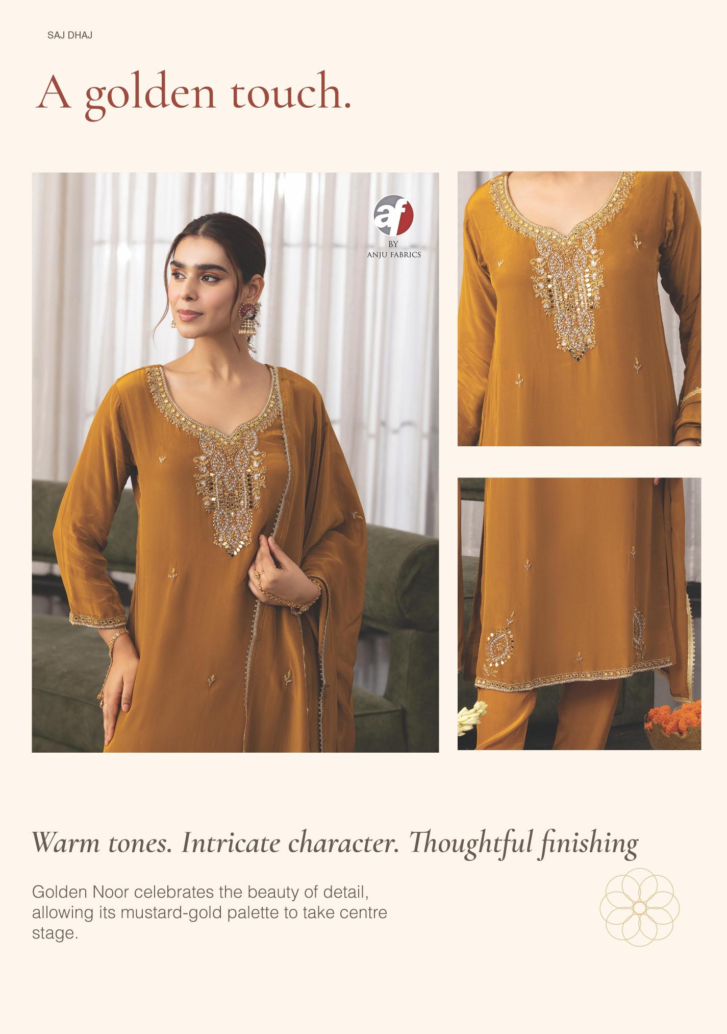 Anju Fabrics Saj Dhaj catalog kurti wholesale bazar