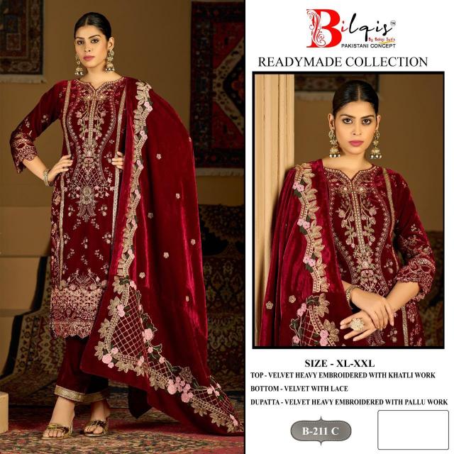 Bilqis B 211 A TO D catalog pakistani original suits wholesale