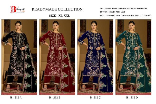 Bilqis B 212 A TO D catalog pakistani suits wholesale in mumbai