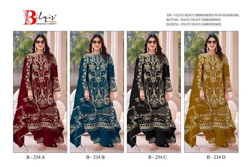 Bilqis B 234 A TO D catalog pakistani suites wholesale dealers