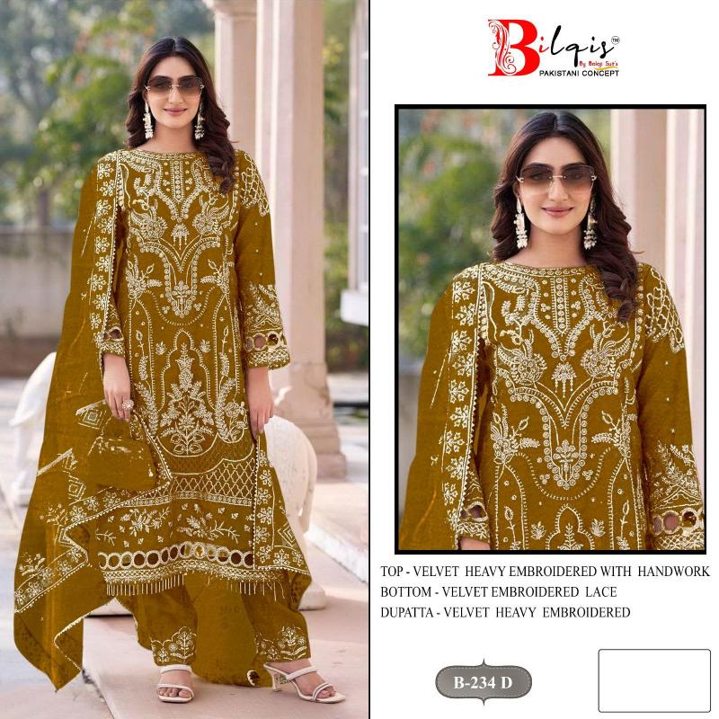 Bilqis B 234 A TO D catalog pakistani suites wholesale dealers
