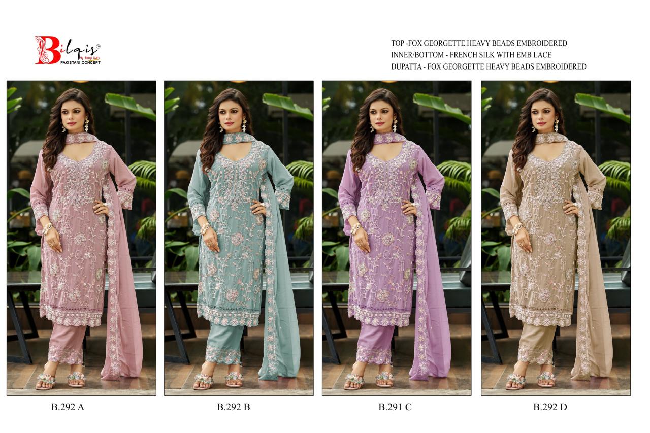 Bilqis B 292 A TO D catalog pakistani suits in dubai wholesale