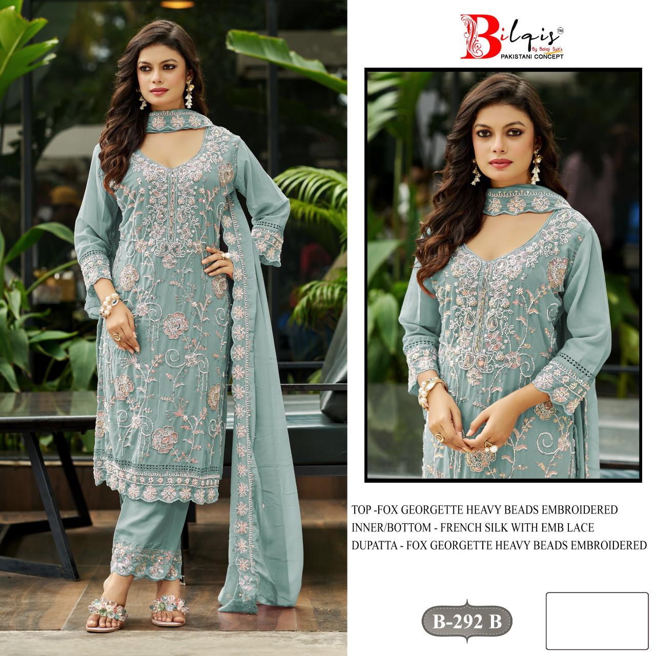 Bilqis B 292 A TO D catalog pakistani suits in dubai wholesale