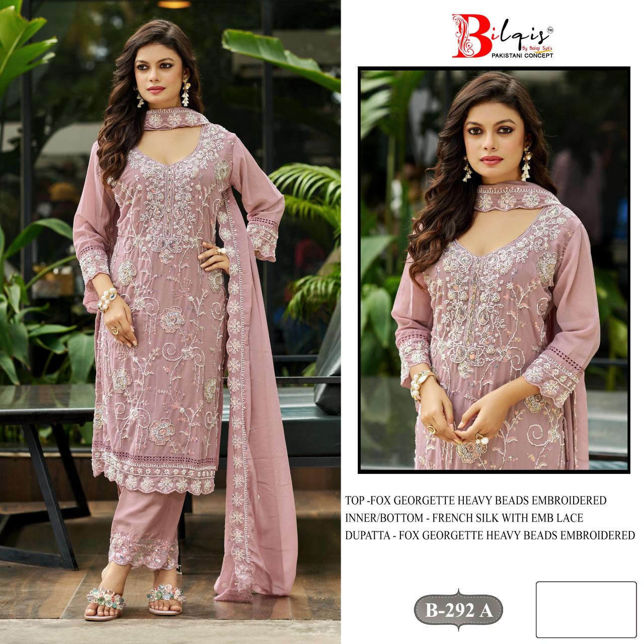 Bilqis B 292 A TO D catalog pakistani suits in dubai wholesale