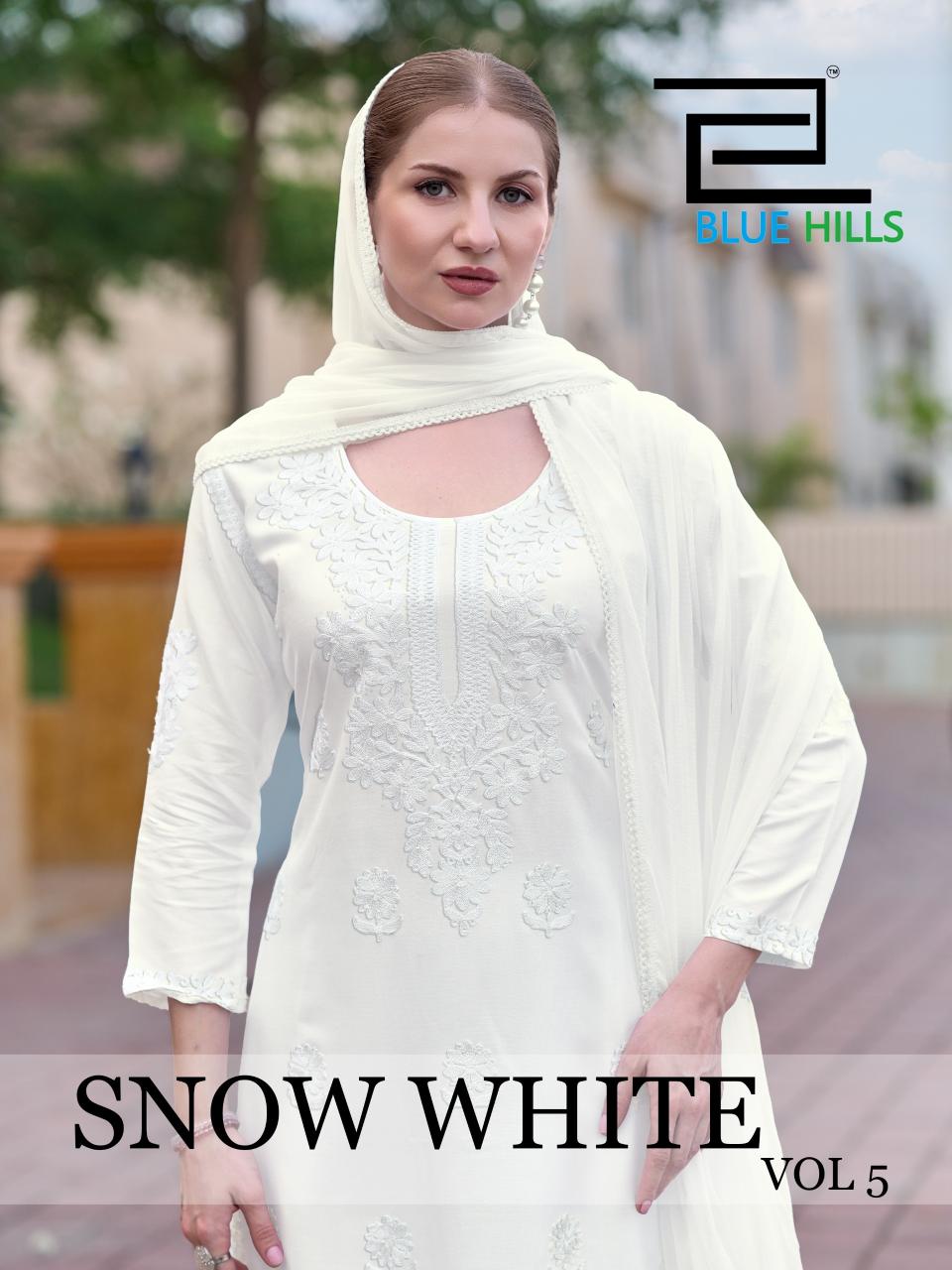 Blue hills Snow White vol 5 catalog lucknow chikan kurtis wholesale market