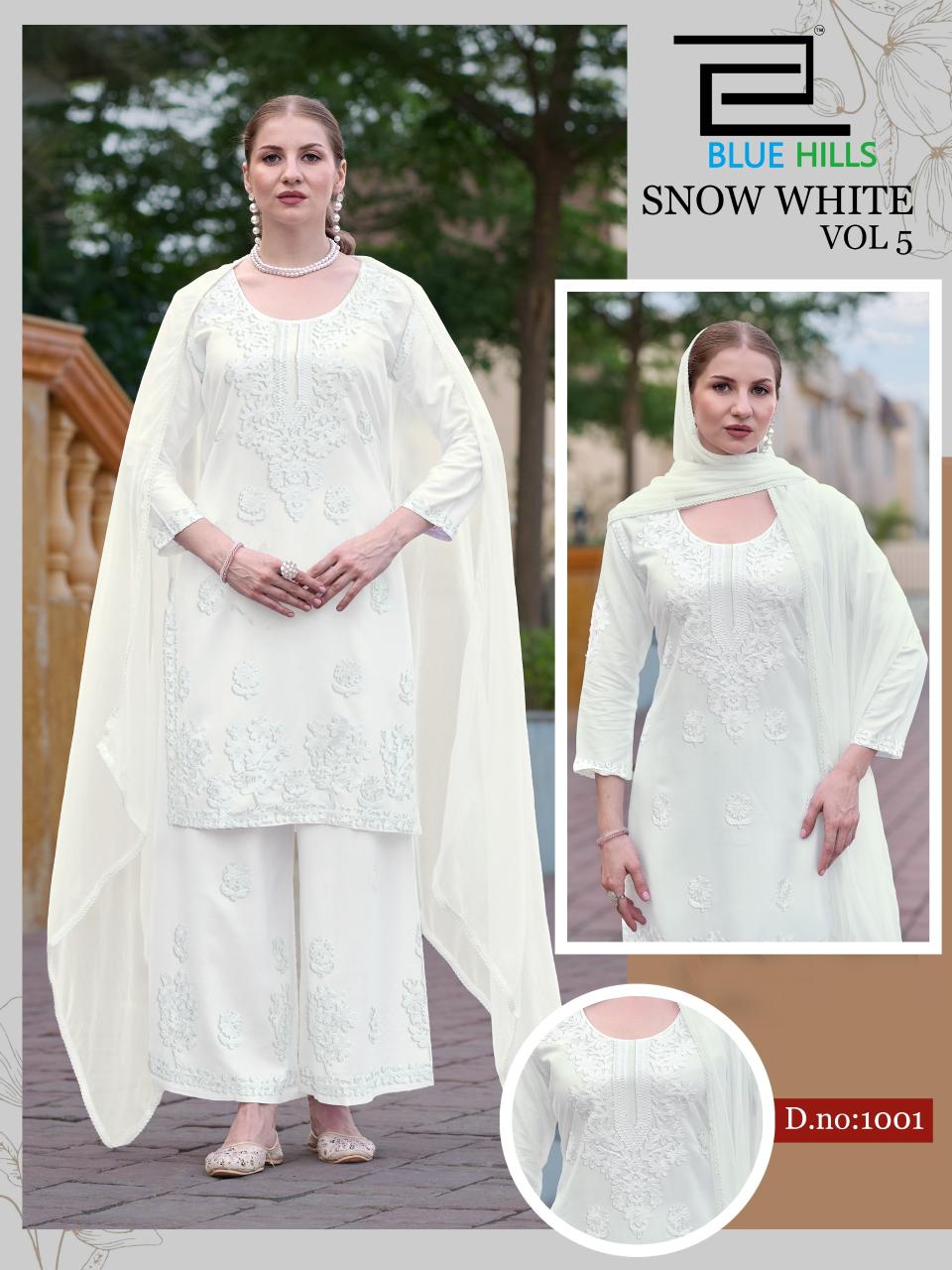 Blue hills Snow White vol 5 catalog lucknow chikan kurtis wholesale market