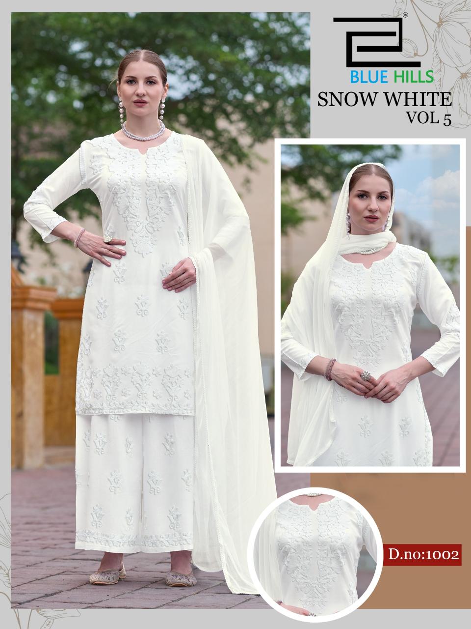 Blue hills Snow White vol 5 catalog lucknow chikan kurtis wholesale market