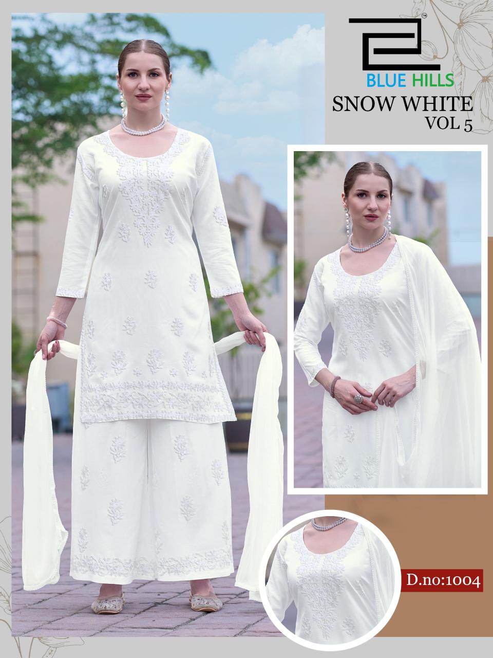 Blue hills Snow White vol 5 catalog lucknow chikan kurtis wholesale market