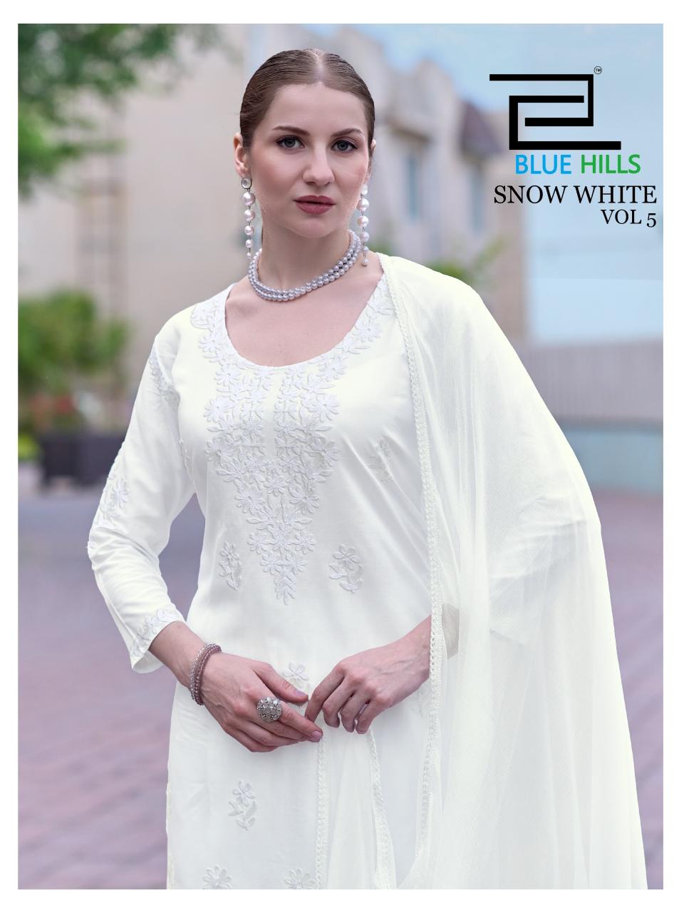 Blue hills Snow White vol 5 catalog lucknow chikan kurtis wholesale market