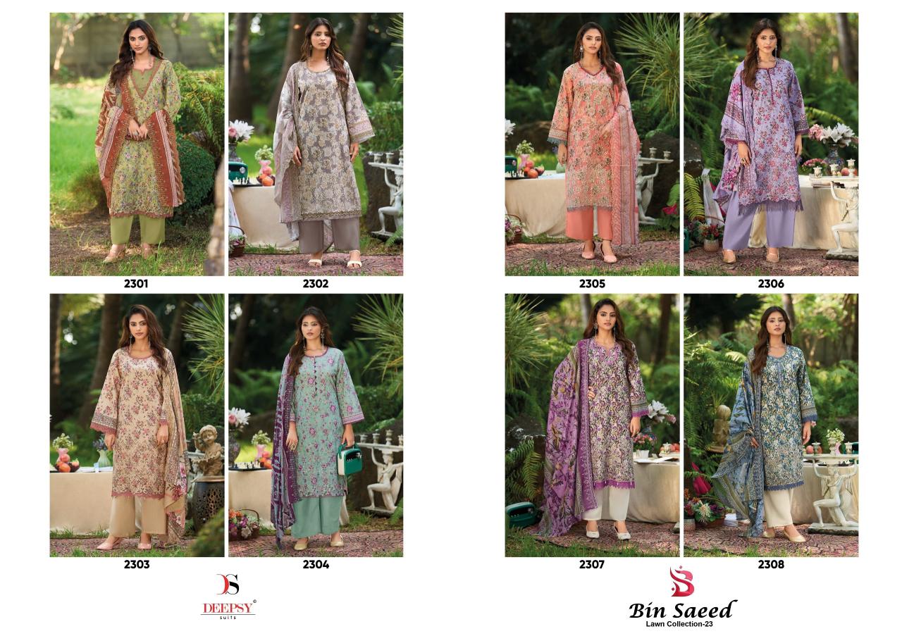 Deepsy Bin Saeed vol 23 catalog cotton dupatta pakistani brand salwar suit wholesaler