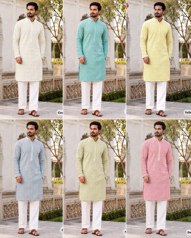 Felocirt Manyavar Chikankari catalog ready mens kurti set wholesale