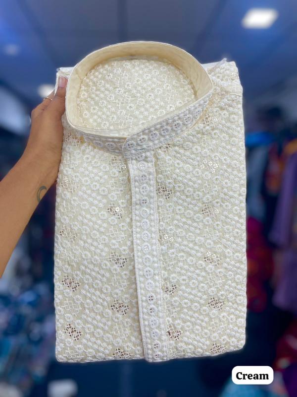 Felocirt Manyavar Chikankari catalog ready mens kurti set wholesale