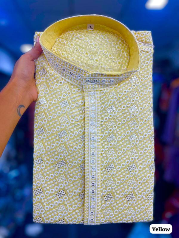 Felocirt Manyavar Chikankari catalog ready mens kurti set wholesale