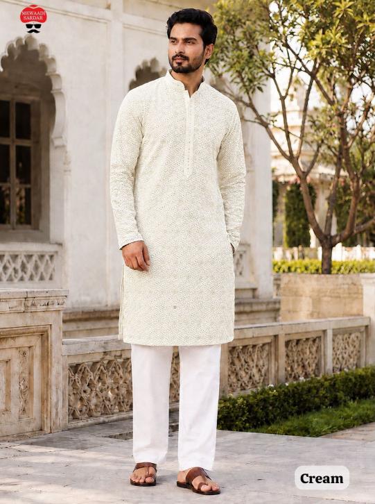 Felocirt Manyavar Chikankari catalog ready mens kurti set wholesale