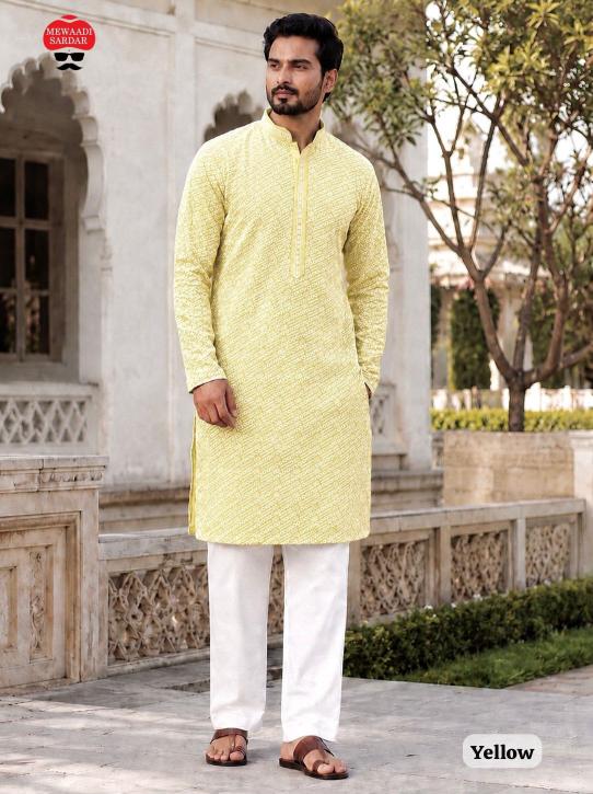 Felocirt Manyavar Chikankari catalog ready mens kurti set wholesale