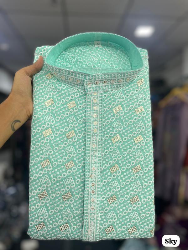 Felocirt Manyavar Chikankari catalog ready mens kurti set wholesale