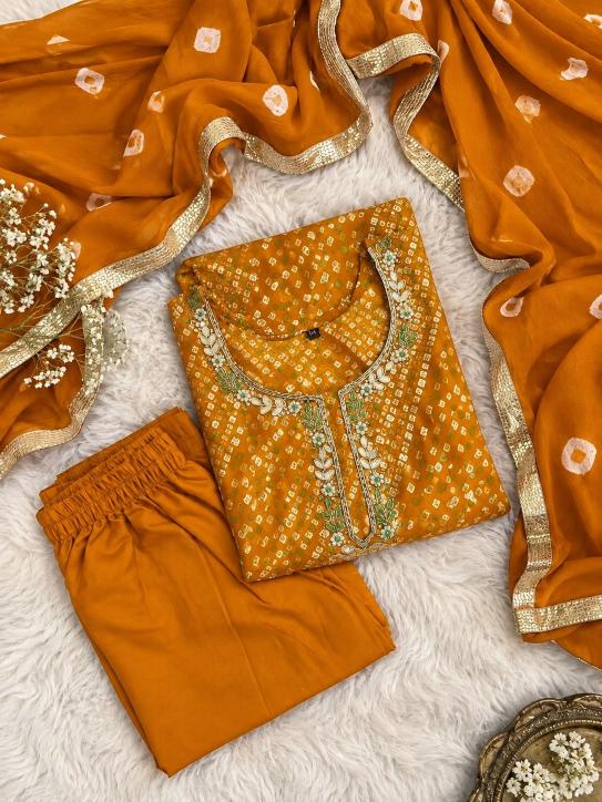 Felocity Bandhej Festival catalog jaipuri print rayon kurti wholesaler