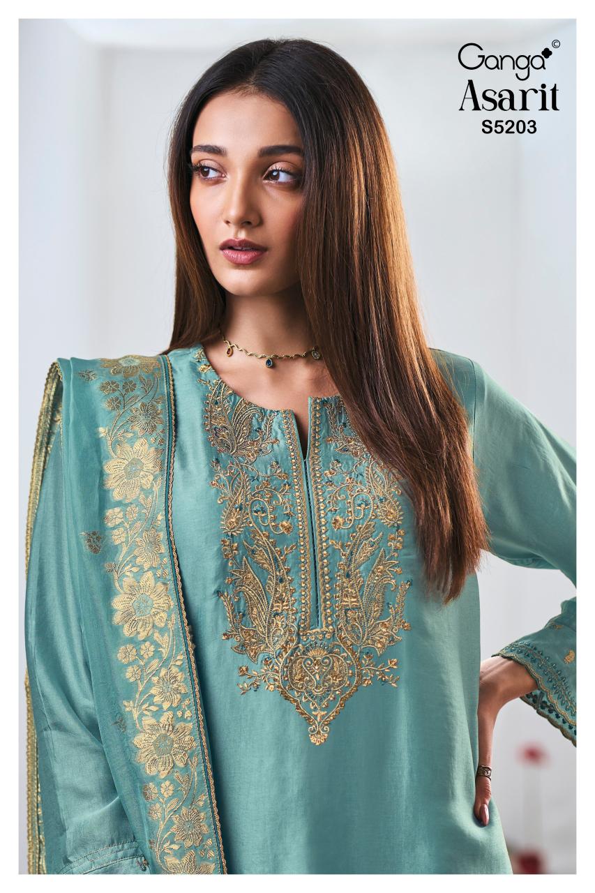 Ganga Asarit 5203 catalog wholesale salwar kameez silky by alisa