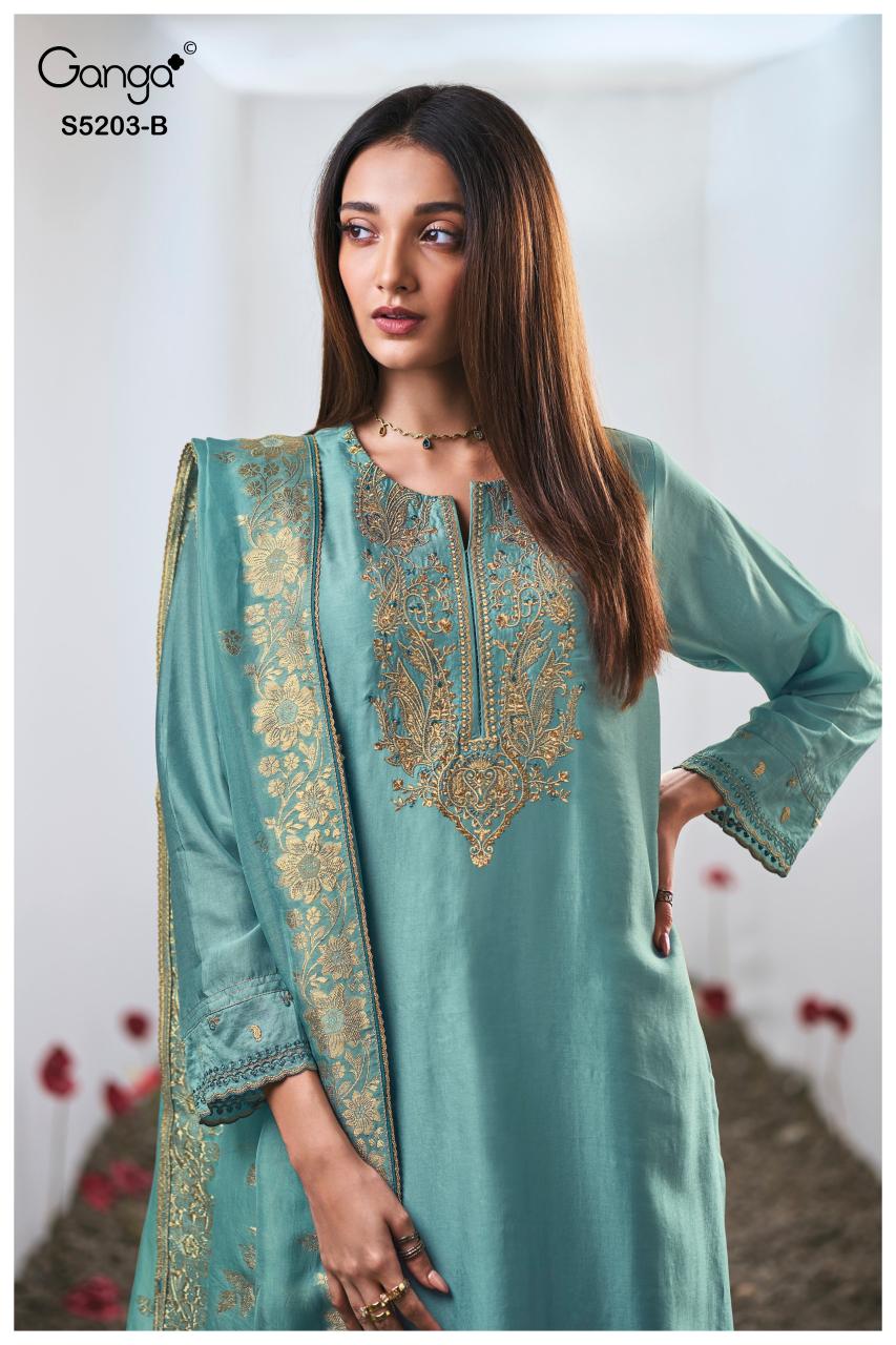 Ganga Asarit 5203 catalog wholesale salwar kameez silky by alisa