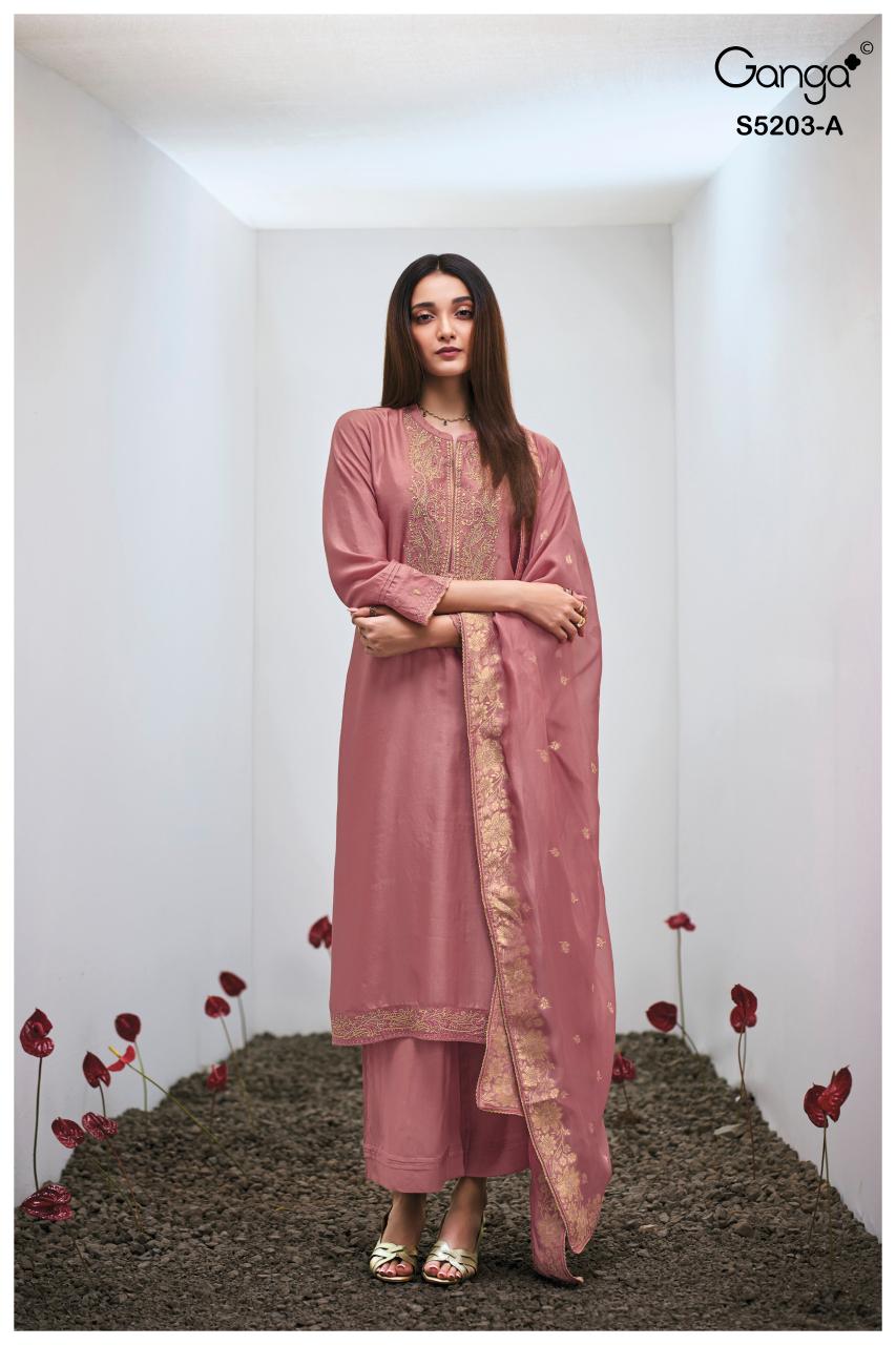 Ganga Asarit 5203 catalog wholesale salwar kameez silky by alisa