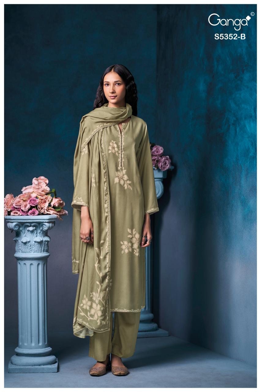 Ganga Cavelia 5352 catalog wholesale unstitched salwar kameez material online india