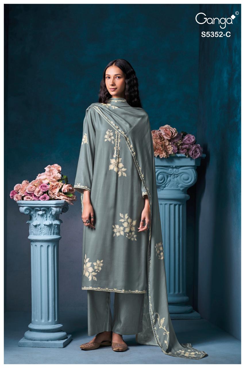 Ganga Cavelia 5352 catalog wholesale unstitched salwar kameez material online india