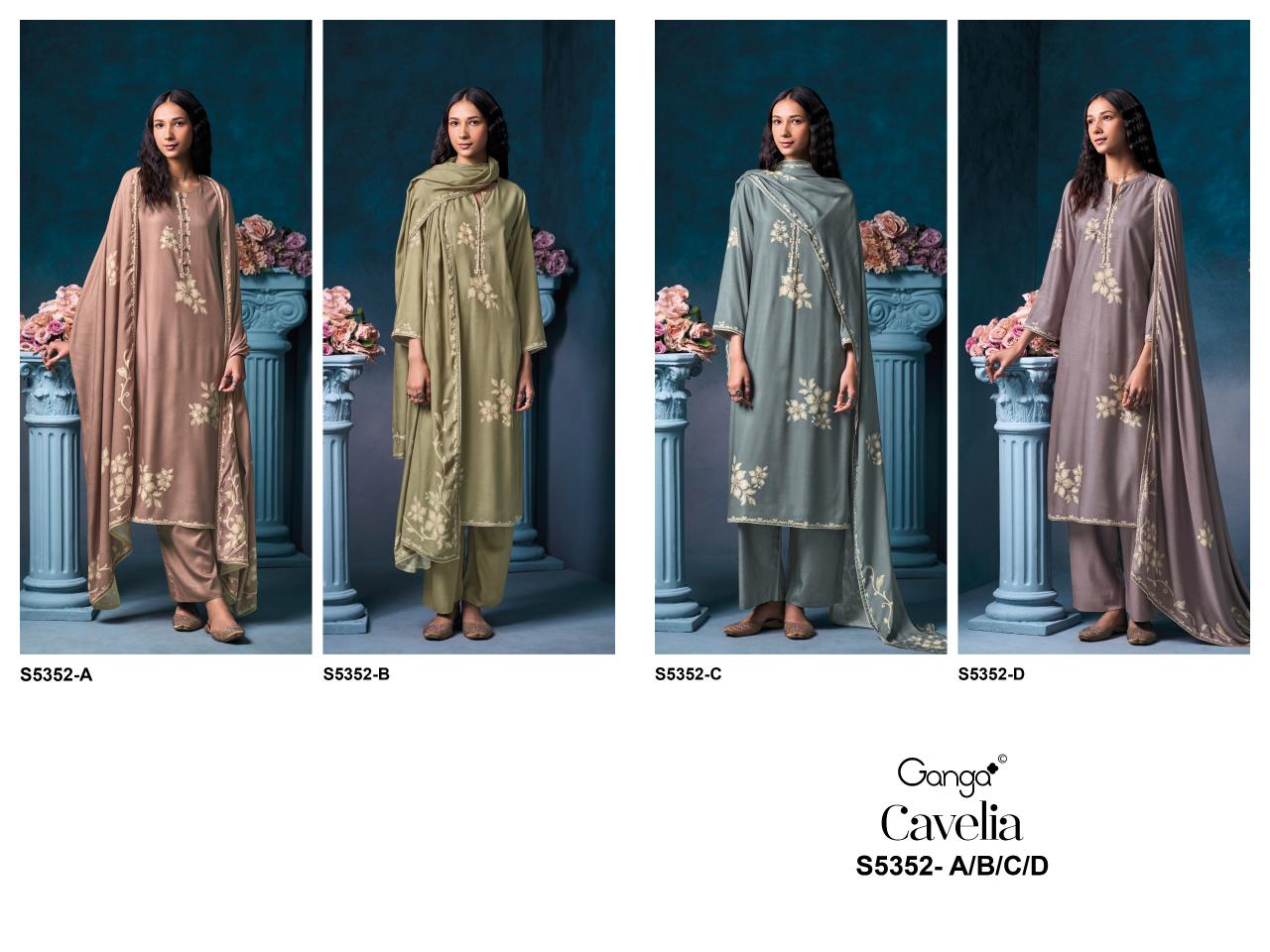 Ganga Cavelia 5352 catalog wholesale unstitched salwar kameez material online india